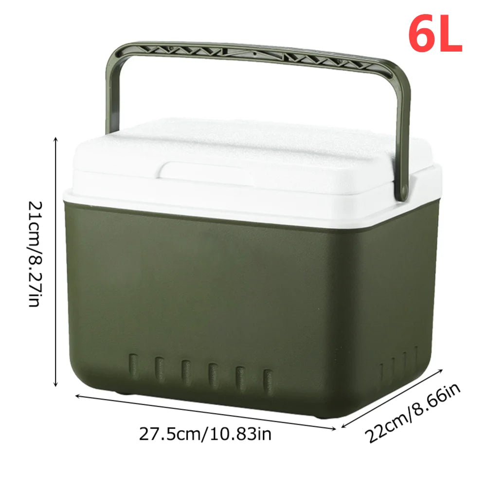 6L Portable Cooler Box Army Green Camping Ice Bucket with Handle