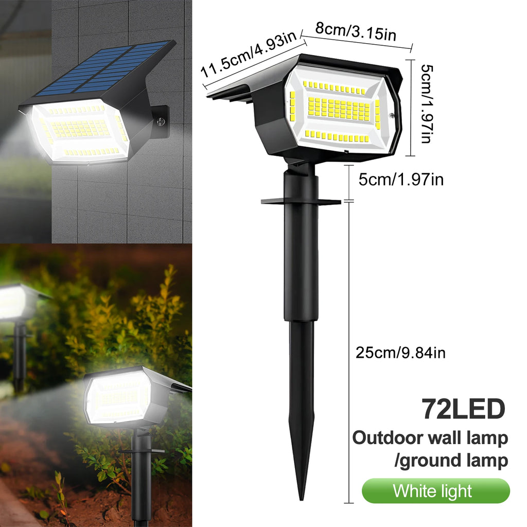 72LED White Light Solar Powered Garden Pathway Light Waterproof Outdoor Landscape Lamp