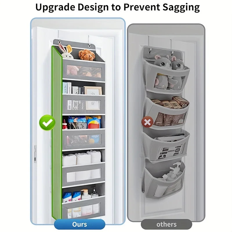 5 Shelf Gray Hanging Storage Organizer Over Door 5 Pocket Rack