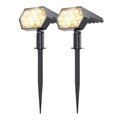 2 Piece 92 LED Solar Spot Light IP67 Waterproof Garden Landscape Light Warm White