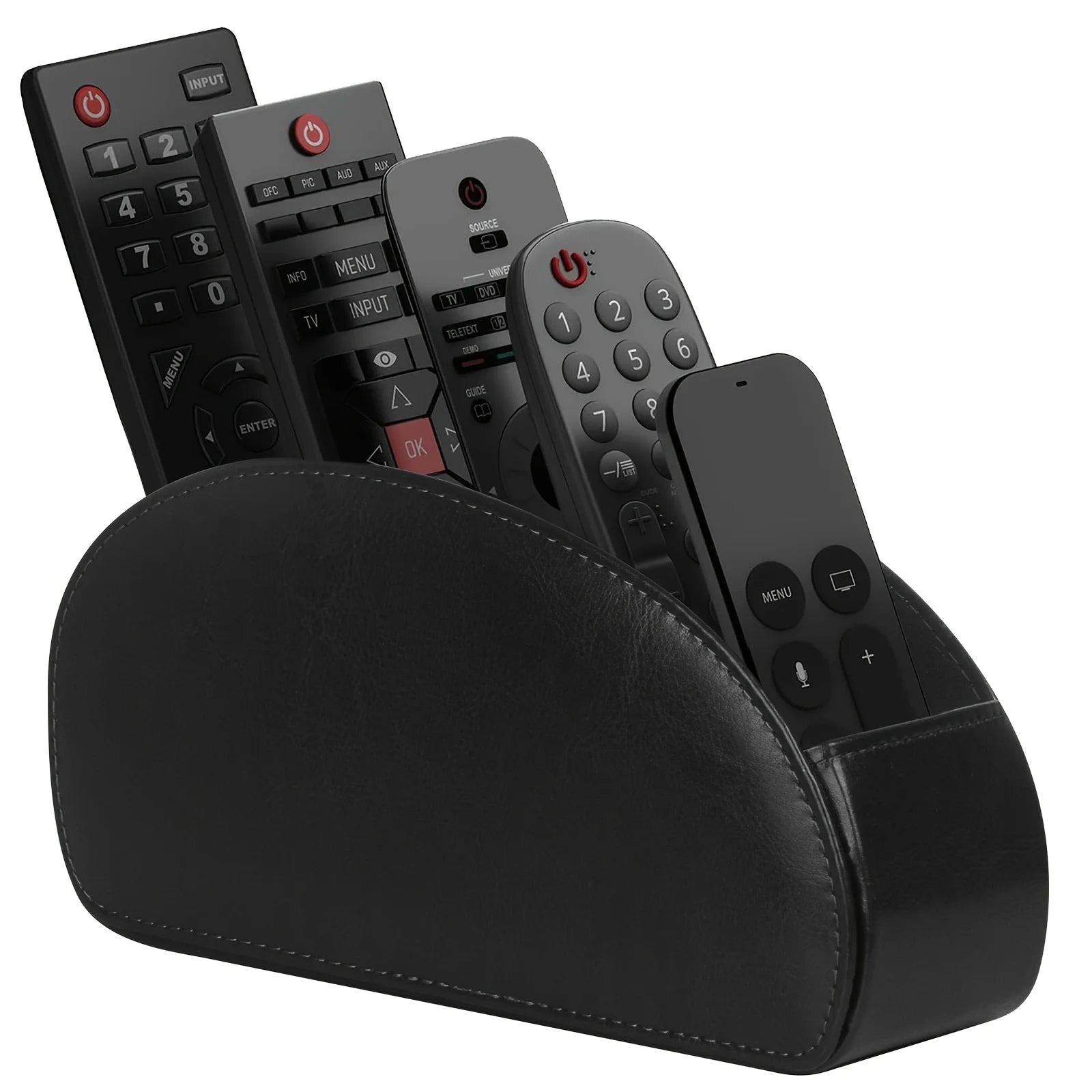 Black Remote Control Holder 5 Compartments Desktop Organizer Storage Box