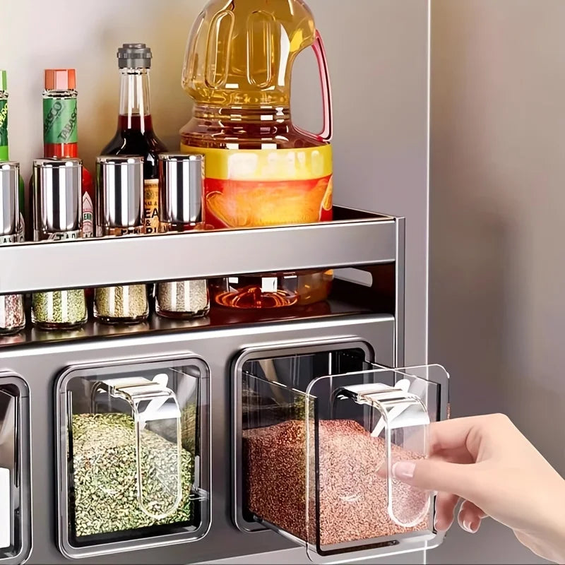Multi Layer Kitchen Spice Rack Organizer with Storage Containers and Countertop Shelf 25.9cm
