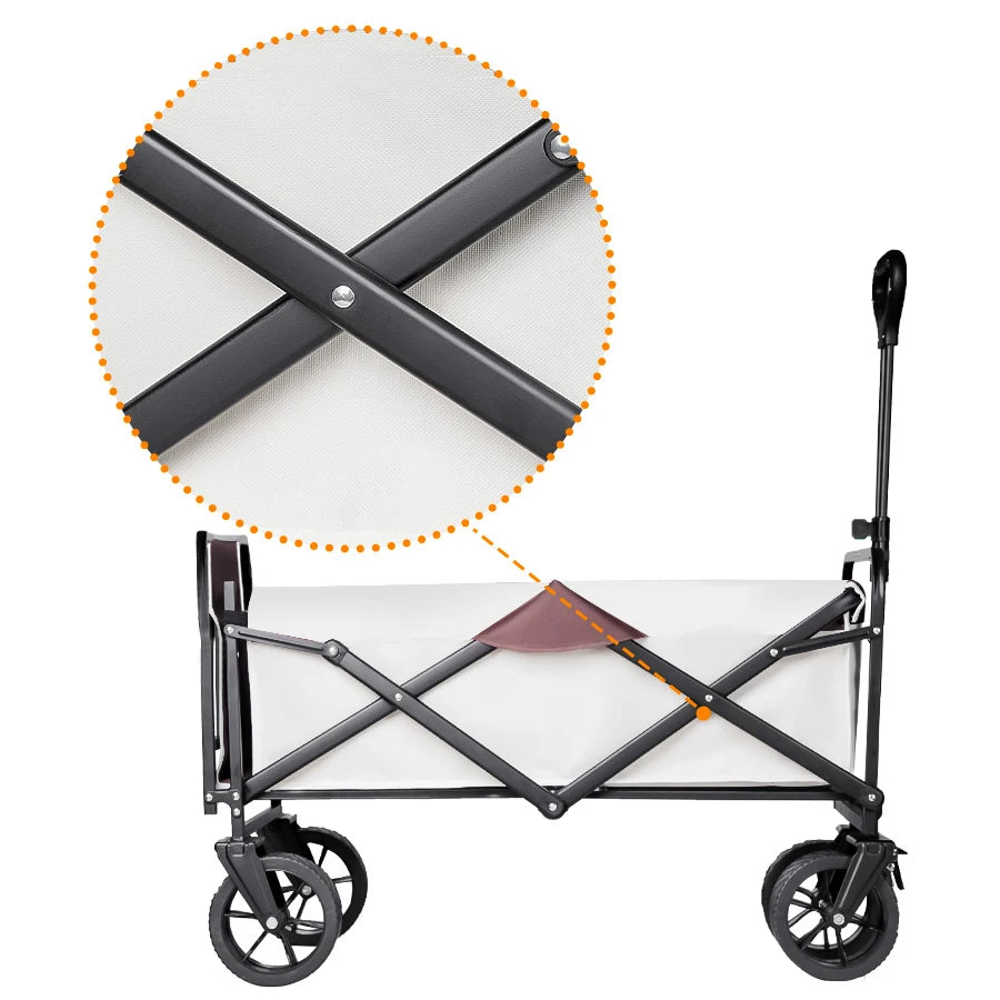 Foldable Utility Wagon Cart Large Capacity Outdoor Trolley for Beach Garden Camping