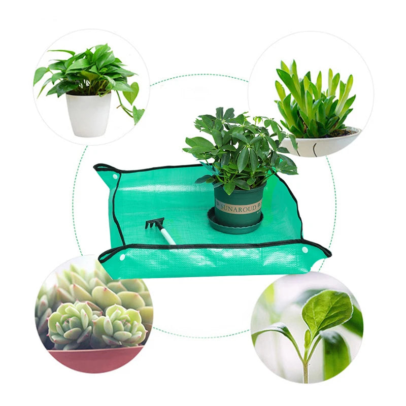 50x50cm Waterproof Planting Mat Foldable Gardening Potting Pad with Snap Corners