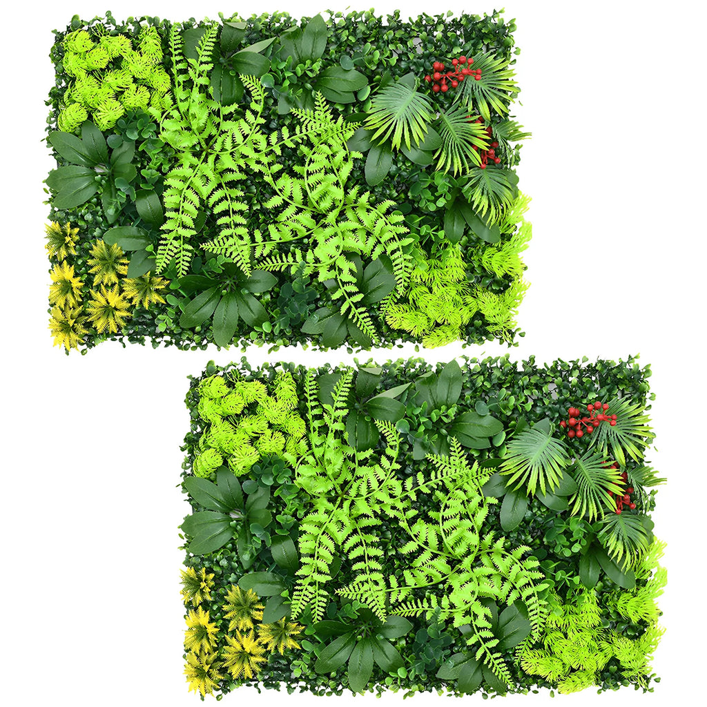 2 Piece Artificial Plant Wall Panels 40x60cm Green Hanging Grass Decor for Home Garden Fence