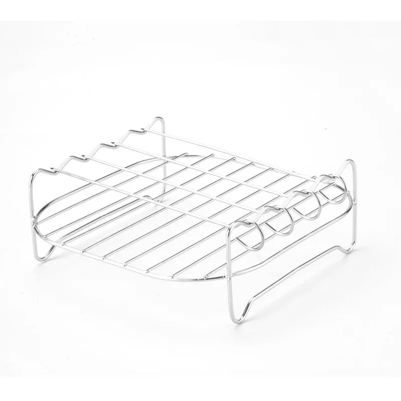 Stainless Steel Square Grill Rack with Skewers for BBQ Air Fryer and Steamer