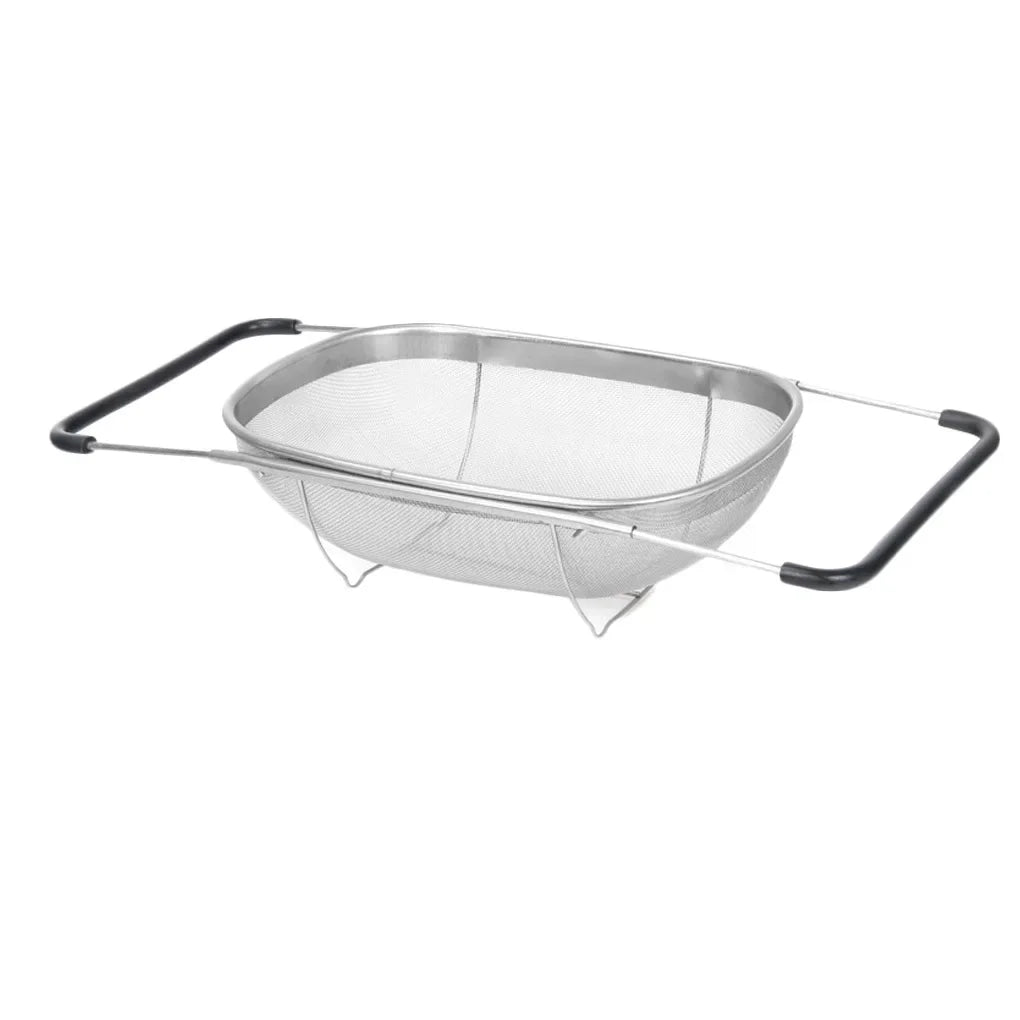 Stainless Steel Retractable Sink Colander Expandable Drain Basket with Rubber Handles
