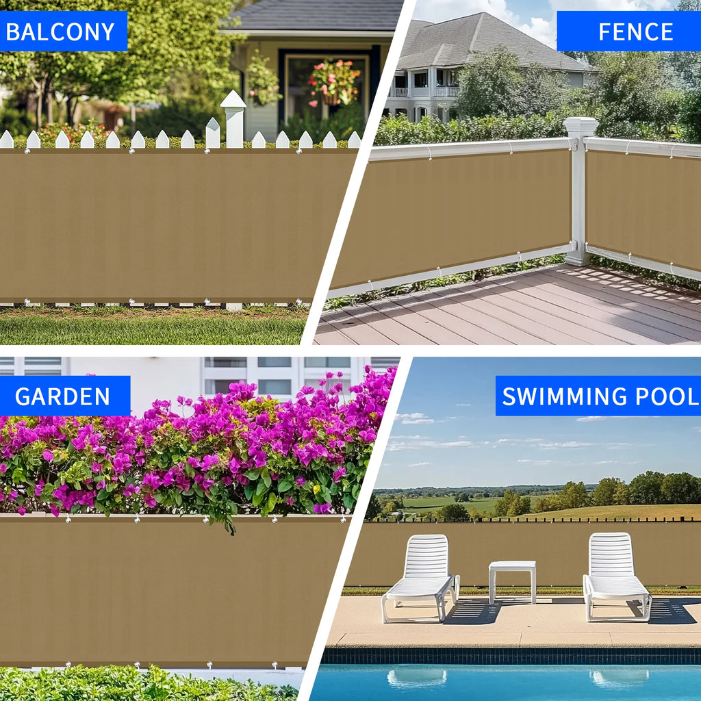 Waterproof Balcony Privacy Screen Sand 90 × 300 cm Fence Cover with 95% UV Protection for Patio Garden and Deck