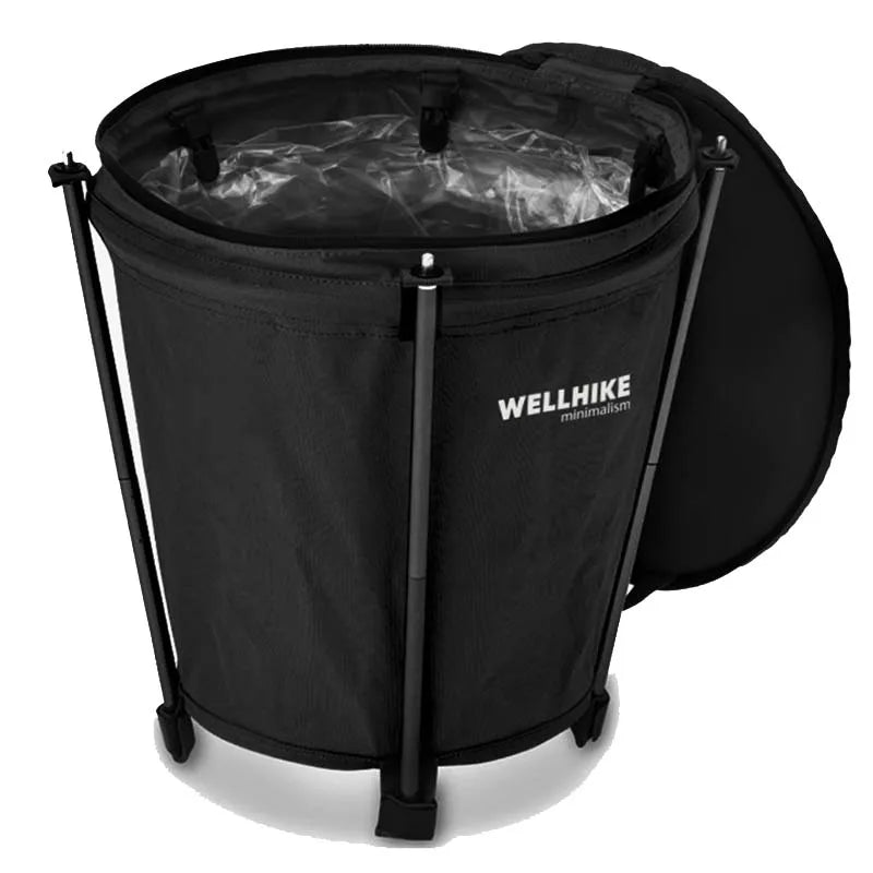 20L Portable Black Camping Trash Bin Collapsible Storage Container for Outdoor Use