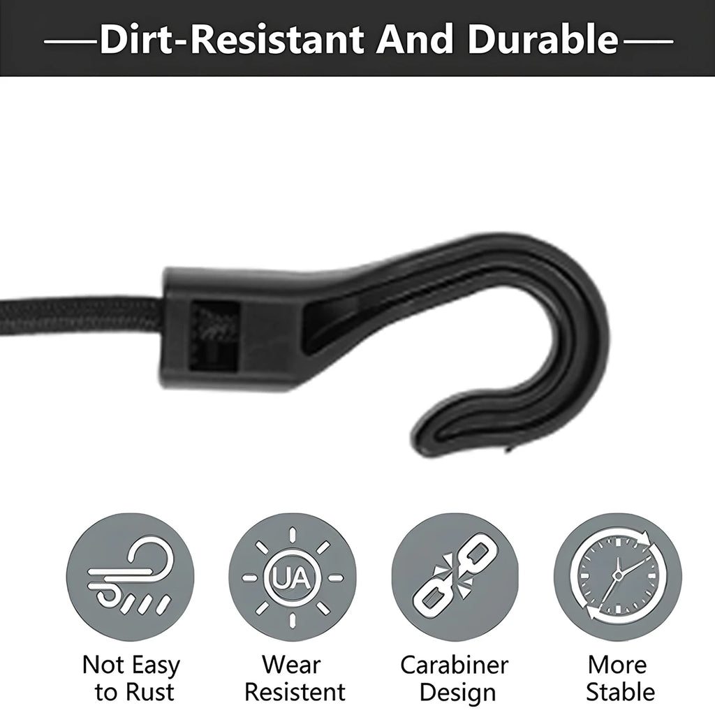 32cm Stretchable Bungee Cord with Hooks Heavy Duty Elastic Tie Down Rope for Camping & Cycling