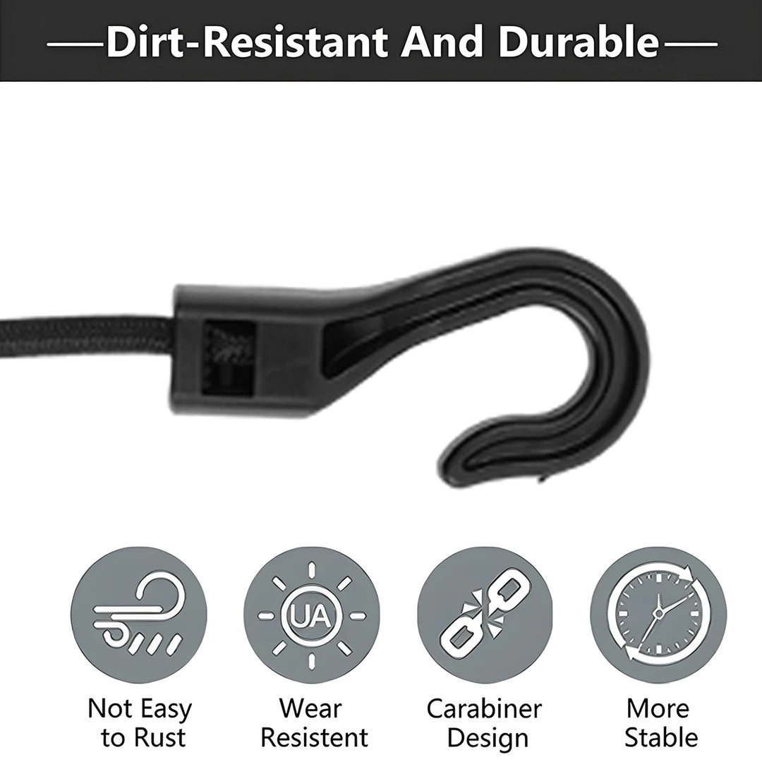 32cm Stretchable Bungee Cord with Hooks Heavy Duty Elastic Tie Down Rope for Camping & Cycling