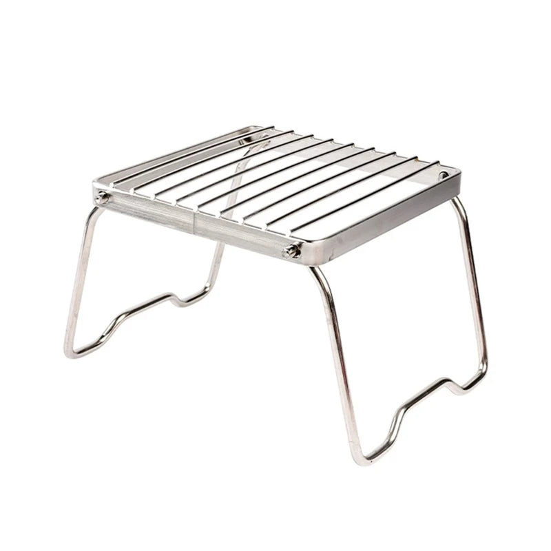 3 Piece Foldable Stainless Steel Camping Stove Holder BBQ Grill Stand