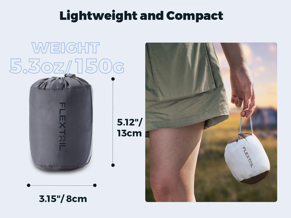 Inflatable Travel Pillow Gray Ergonomic Dual Support Lightweight Portable Pillow for Camping Travel and Home