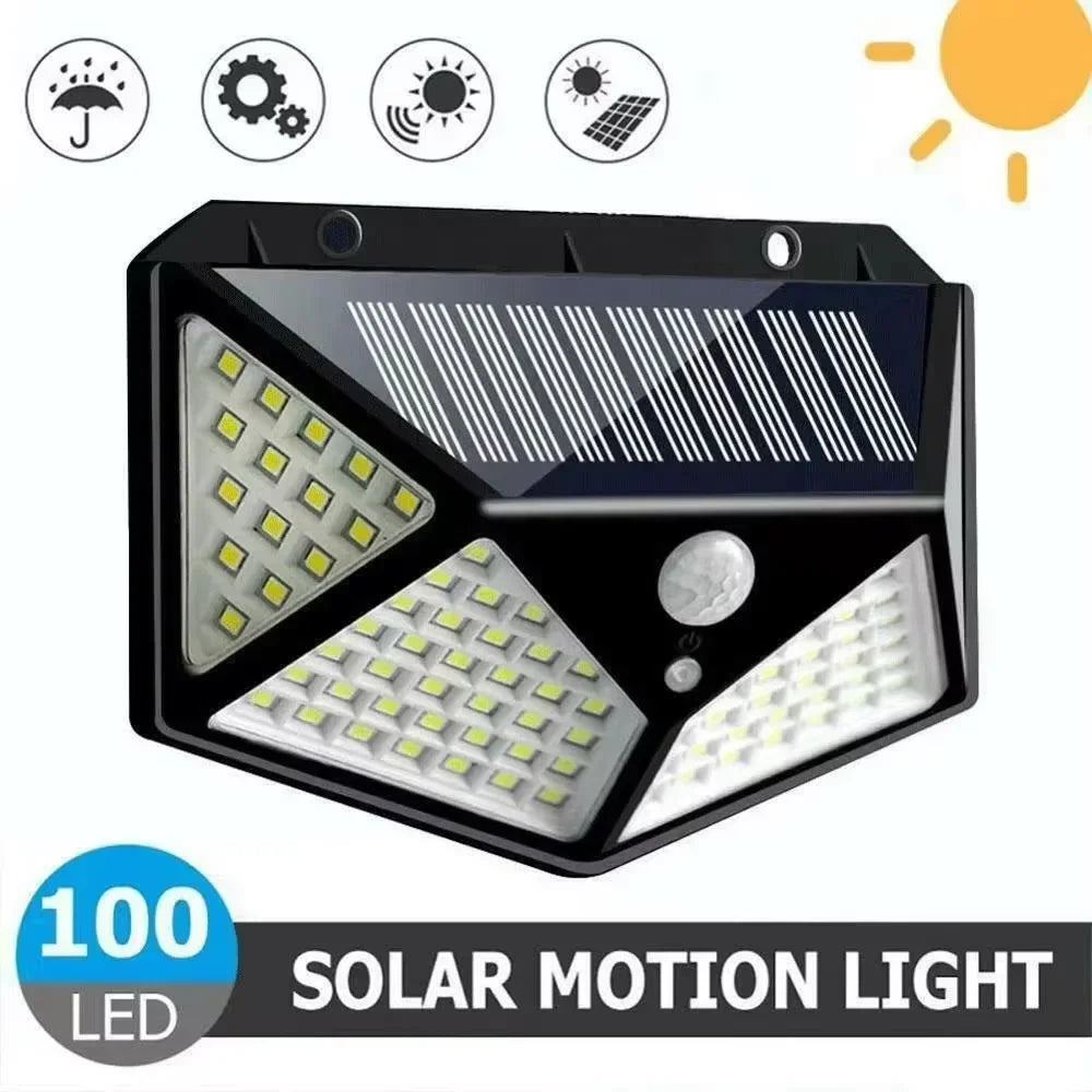 100 LED Solar Motion Sensor Light Outdoor IP65 Waterproof Wall Security Light