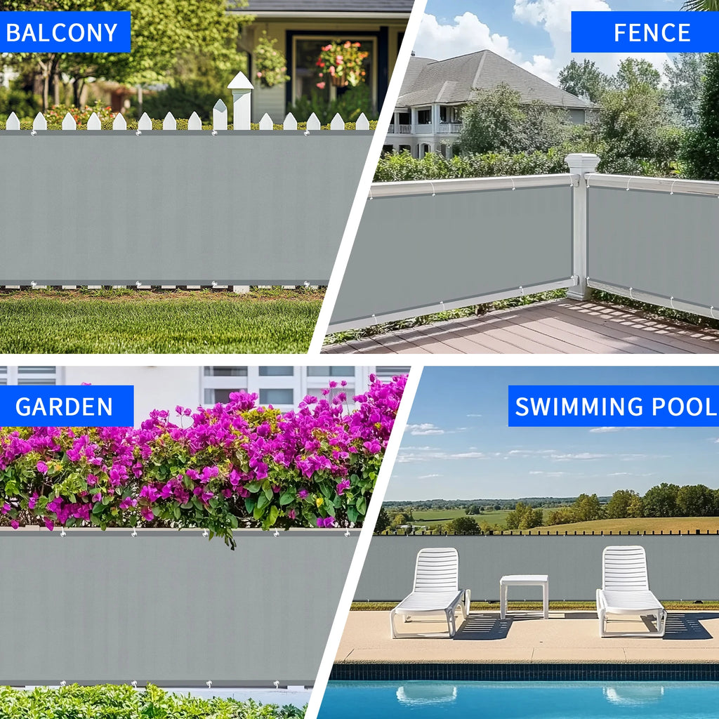Waterproof Balcony Privacy Screen Gray 90 × 600 cm Fence Cover with 95% UV Protection for Patio Garden and Deck
