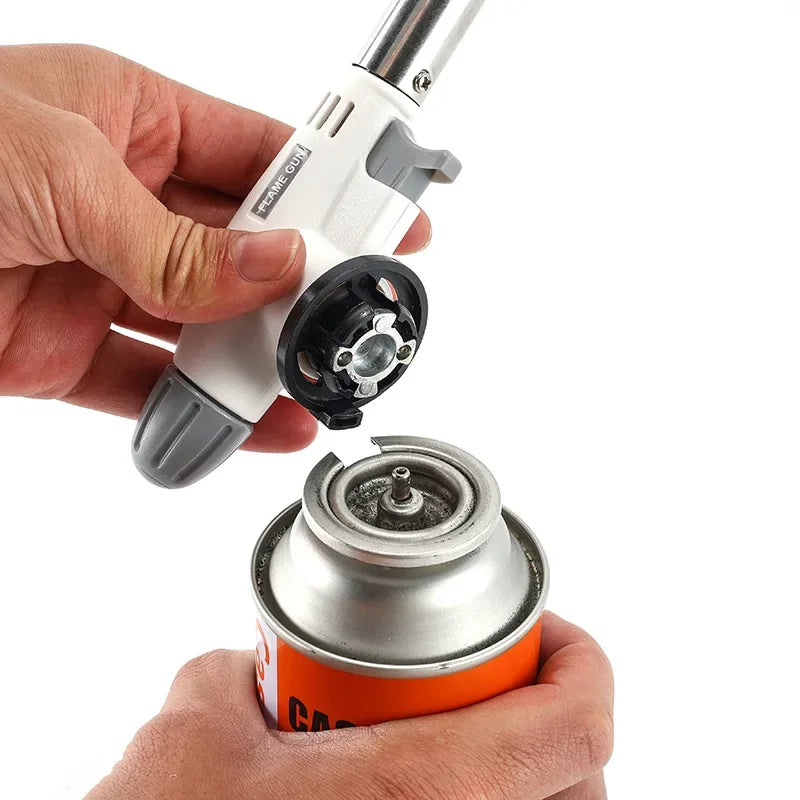 Portable Butane Gas Torch with Auto Ignition Adjustable Flame for BBQ Cooking Camping