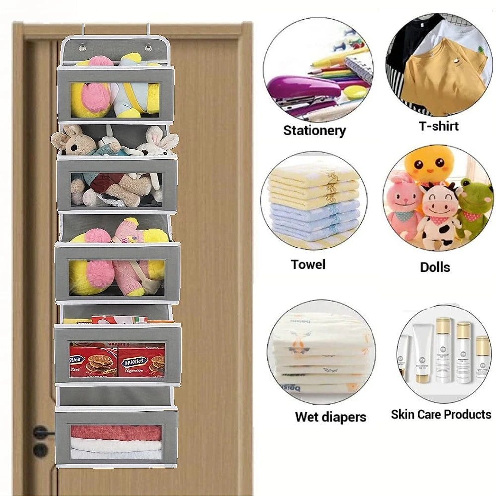 5 Shelf Gray Hanging Storage Organizer Over Door 5 Pocket Rack