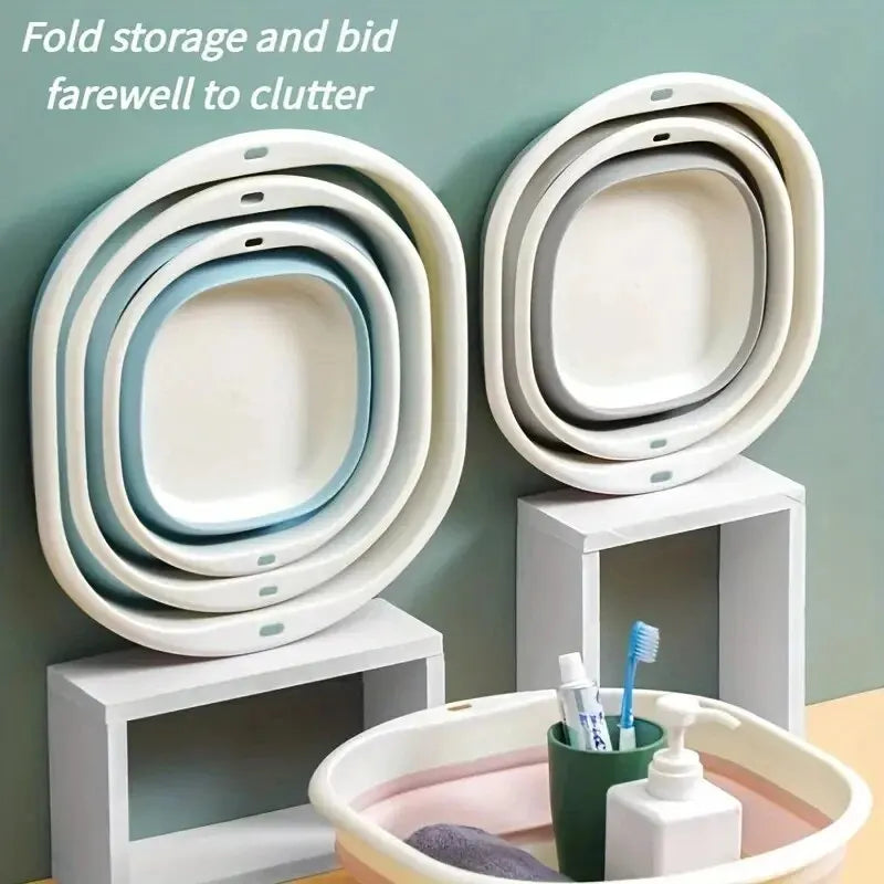 25cm Collapsible Foot Bath Basin Foldable Soaking Tub Portable Plastic Wash Basin for Home Travel and Laundry