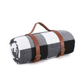 200x200cm Foldable Black Gray Picnic Blanket Waterproof Outdoor Mat with Leather Handle for Beach Camping Travel