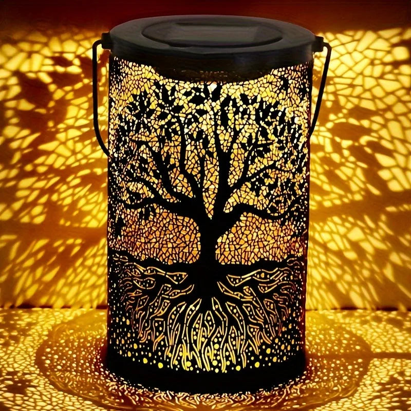 Solar Hanging Lantern Waterproof Metal LED Decorative Light Warm White for Garden Patio and Yard