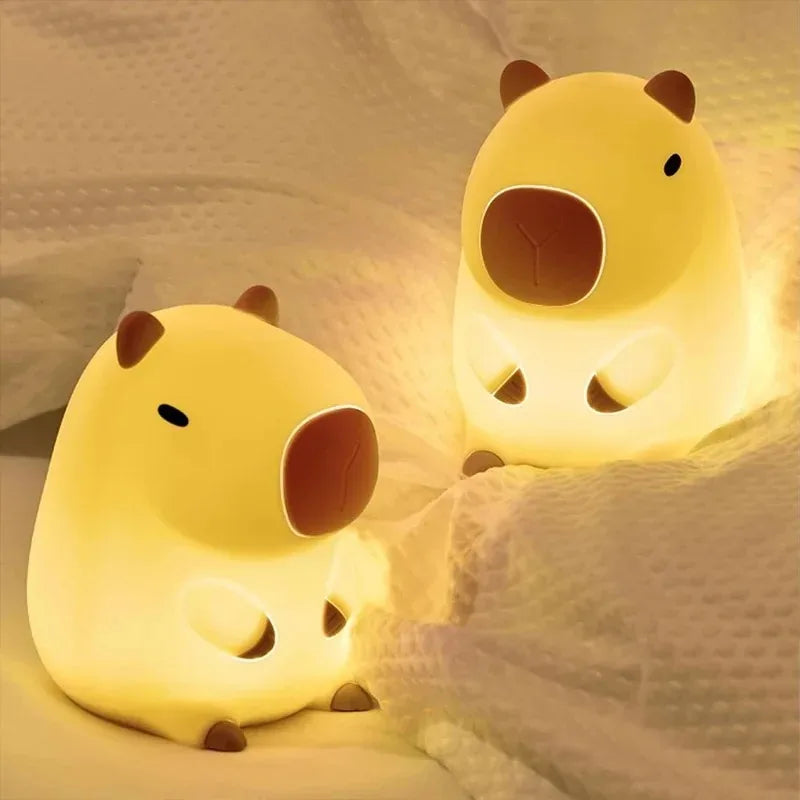 Capybara Night Light LED Bedside Lamp Battery Operated Silicone Table Light for Bedroom and Home Decor