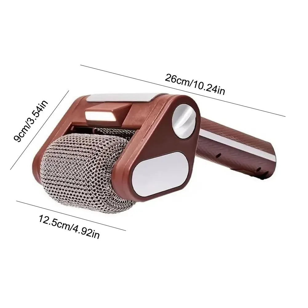 Rechargeable Electric Grill Cleaning Brush Stainless Steel Roller BBQ Scrubber Brown