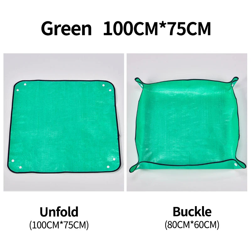 75x100cm Waterproof Planting Mat Foldable Gardening Potting Pad with Snap Corners