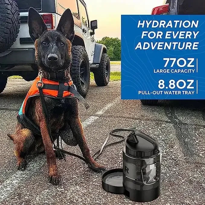 2200ml Portable Dog Water Bottle with Foldable Drinking Bowl Large Capacity Travel Water Dispenser