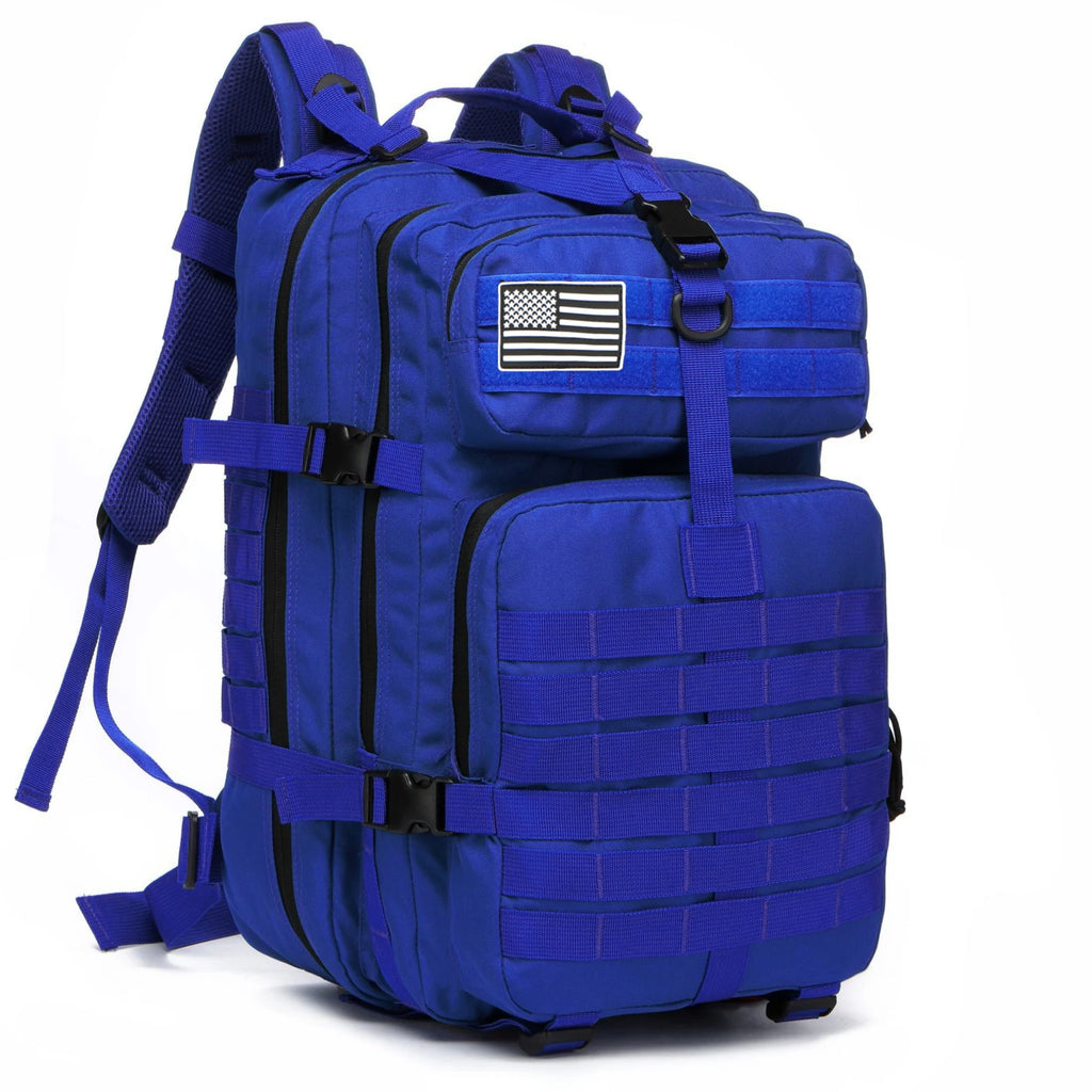 50L Blue Waterproof Tactical Backpack with Molle Webbing for Hiking Camping Trekking and Travel