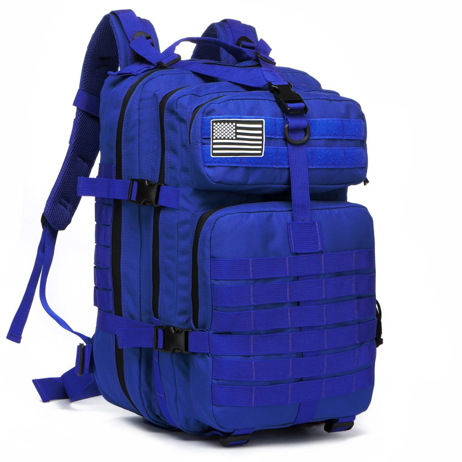 50L Blue Waterproof Tactical Backpack with Molle Webbing for Hiking Camping Trekking and Travel