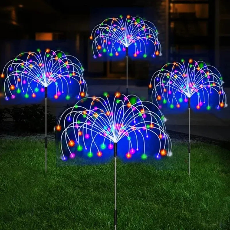 1 Piece Solar Firework Lights 90 LED Multicolor Waterproof Garden Stake Light for Outdoor Decoration