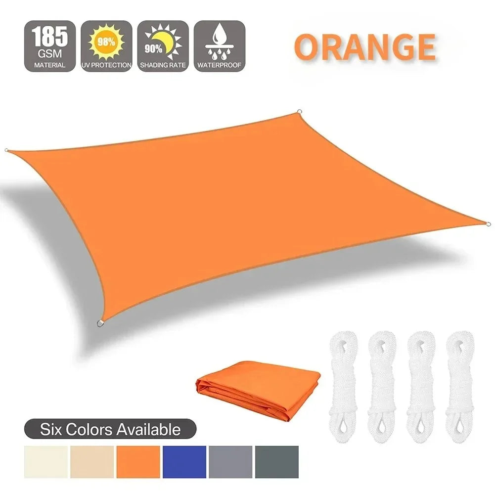Waterproof Sun Shade Sail Orange 3 × 4 m Rectangle Canopy with 98% UV Protection for Garden Patio and Pool
