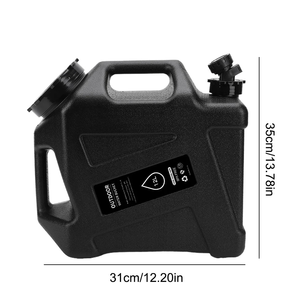 12L Portable Black Water Storage Container with Wide Opening for Camping Travel and Outdoor Use