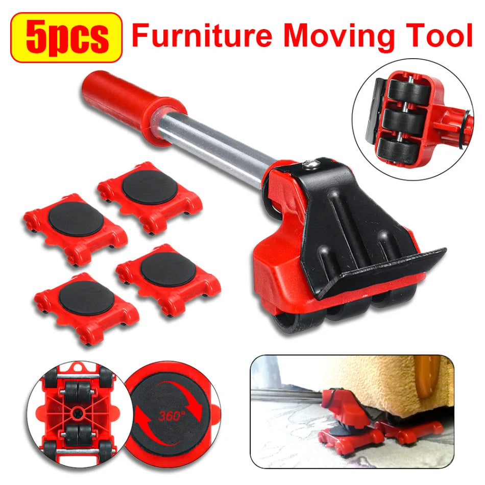 Heavy Duty Furniture Mover Set with Lifter Tool and Roller Pads for Moving Heavy Appliances