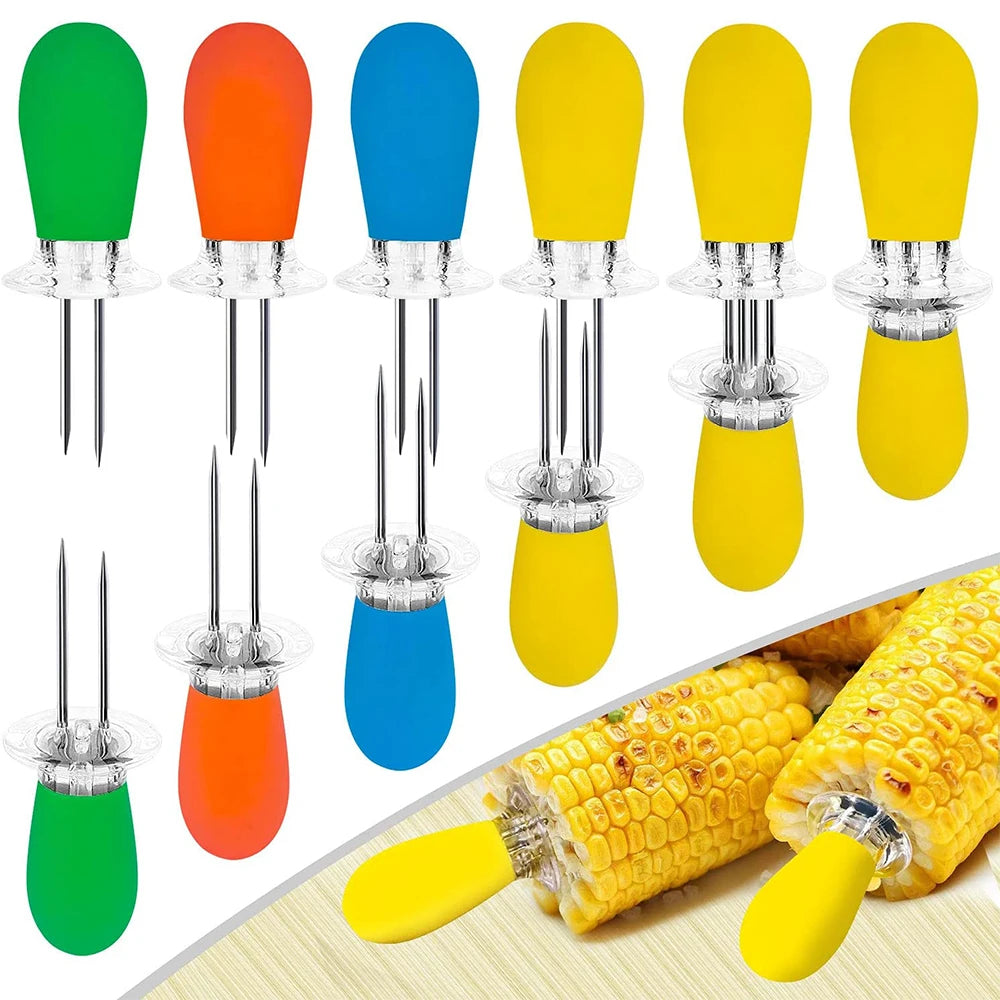 12 Piece Stainless Steel Corn Holders Set BBQ Corn Skewers for Grilling