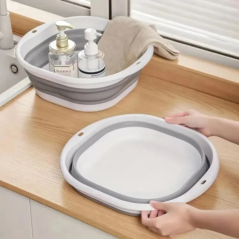 25cm Collapsible Foot Bath Basin Foldable Soaking Tub Portable Plastic Wash Basin for Home Travel and Laundry