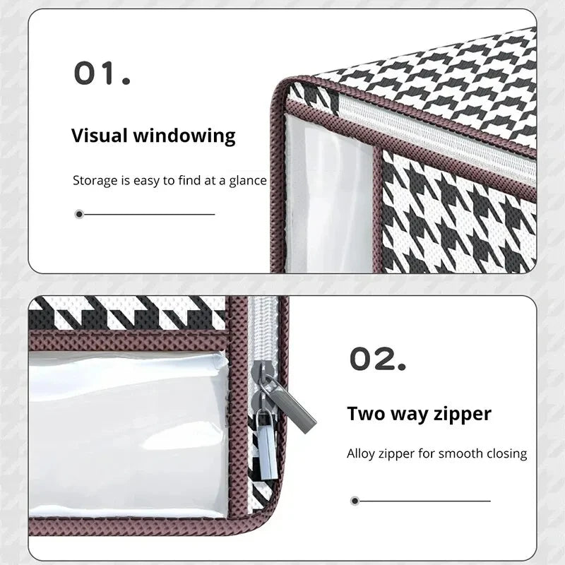 Quilt Storage Bag 65x50x30CM Non-Woven Clothes Organizer with Transparent Window