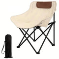 Portable Folding Camping Chair Beige Lightweight Outdoor Seat for Fishing Hiking Picnic and Camping