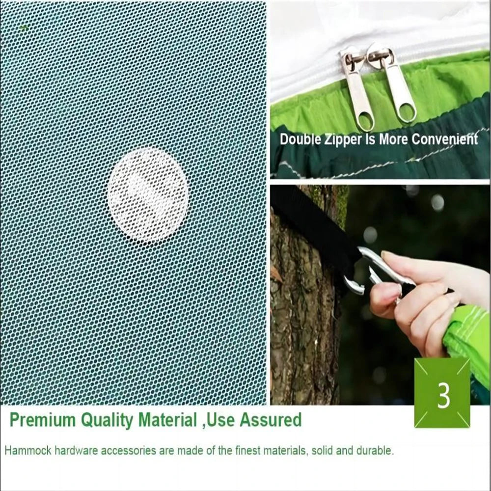 Portable Double Camping Hammock with Mosquito Net Chartreuse Outdoor Travel Hammock