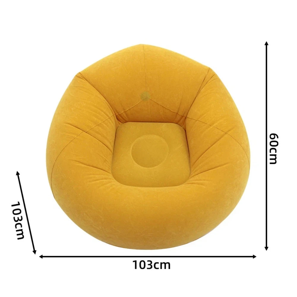 Yellow Inflatable Air Sofa Chair Portable PVC Lounge Seat for Outdoor Camping and Living Room
