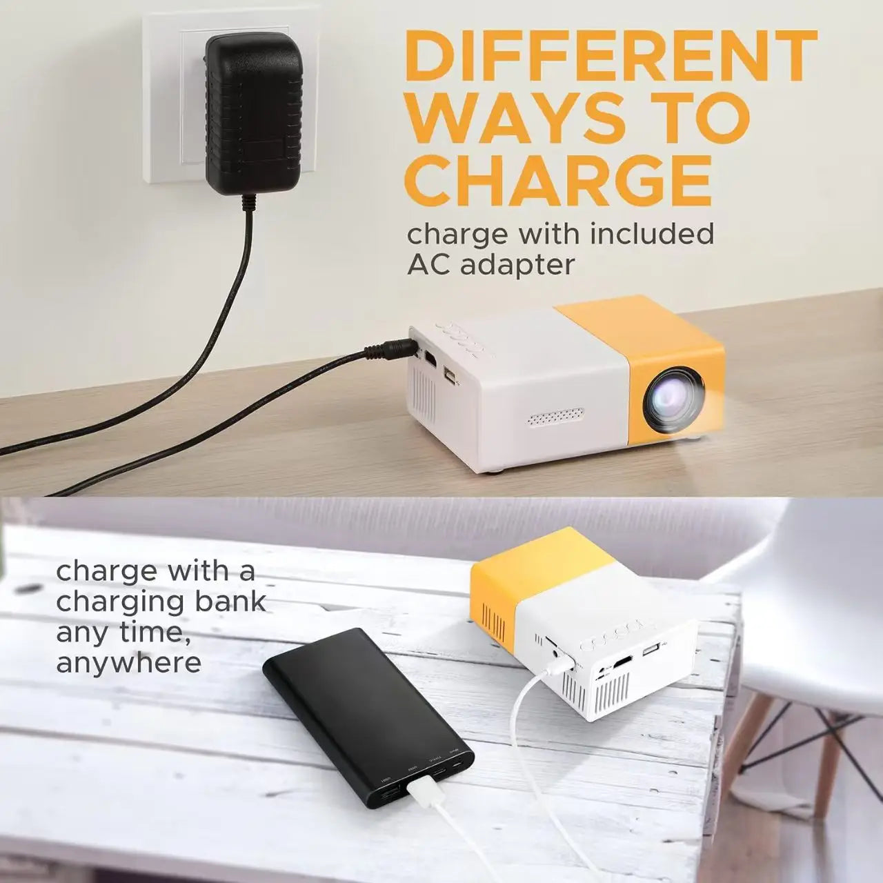 Mini Portable Projector Orange HD LCD Home Cinema Projector with Built-in Speaker HDMI and Remote Control