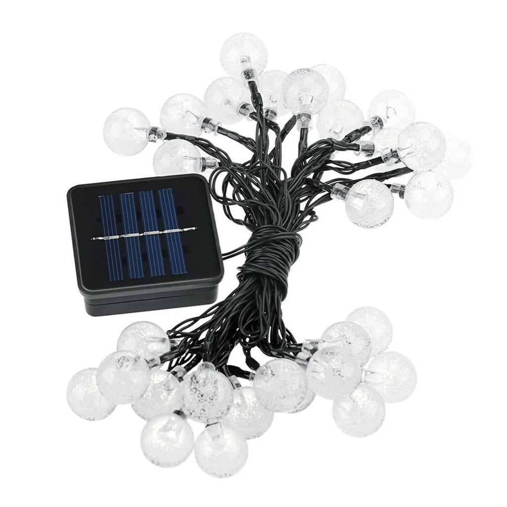 7M 50 LED Solar Bubble Ball String Lights Warm White Waterproof Outdoor Garden Patio Decorative Lights