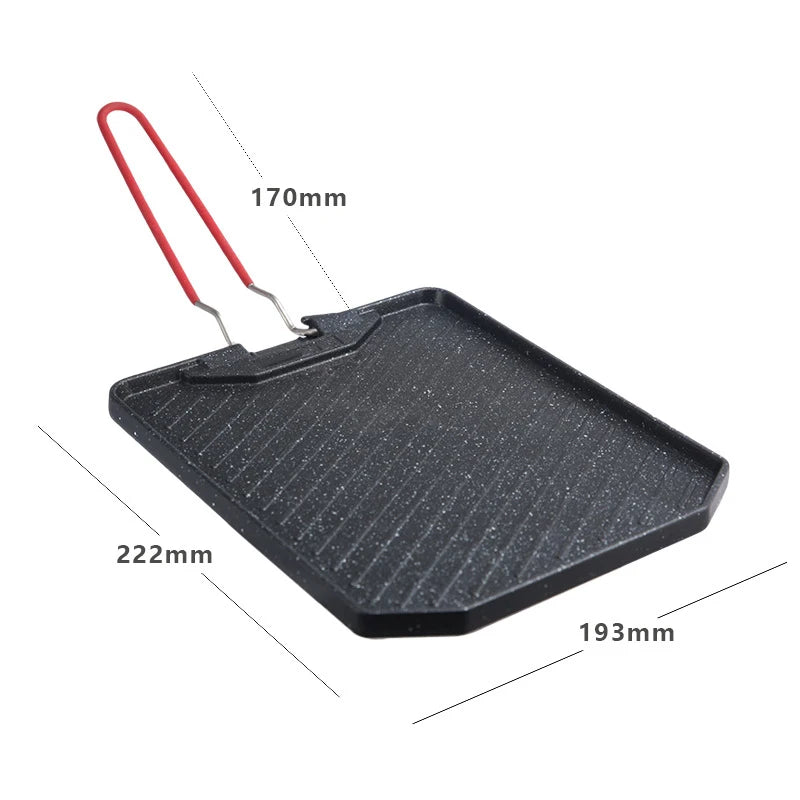 Portable Non-Stick BBQ Frying Pan for Camping Stove Outdoor Cooking