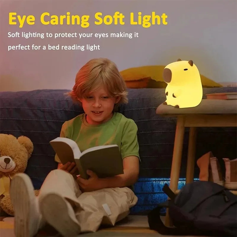 Capybara Night Light LED Bedside Lamp Battery Operated Silicone Table Light for Bedroom and Home Decor