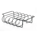 Black BBQ Rib Rack Roasting Stand Holds 4 Ribs for Grill Oven