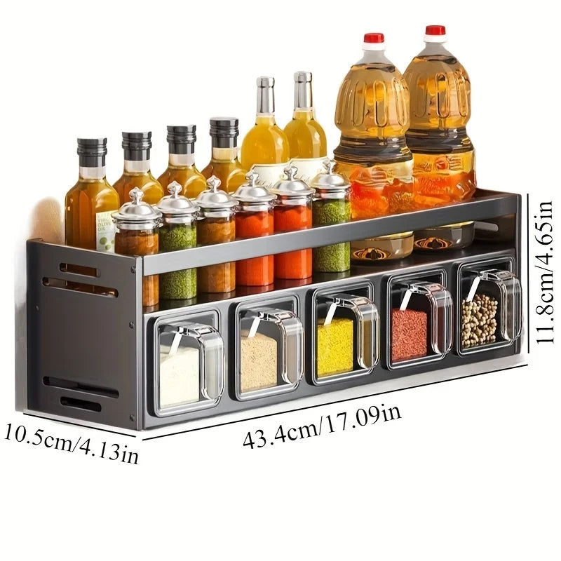 Multi Layer Kitchen Spice Rack Organizer with Seasoning Containers and Storage Shelf 43.4cm