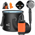 6000mAh Orange Portable Camping Shower Rechargeable Outdoor Shower Kit with 20L Foldable Bucket and Pump