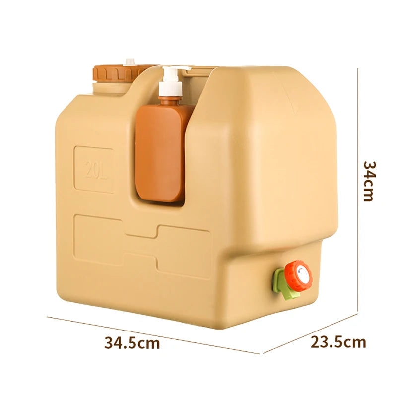 20L Portable Water Storage Tank with Spigot Soap Dispenser and Carry Handle for Camping