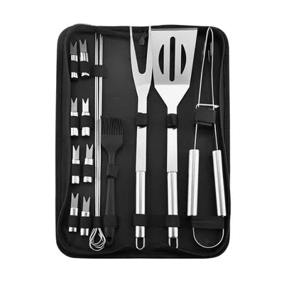 16 Piece BBQ Tool Set Stainless Steel Portable Barbecue Utensils with Storage Carry Bag for Outdoor Grilling