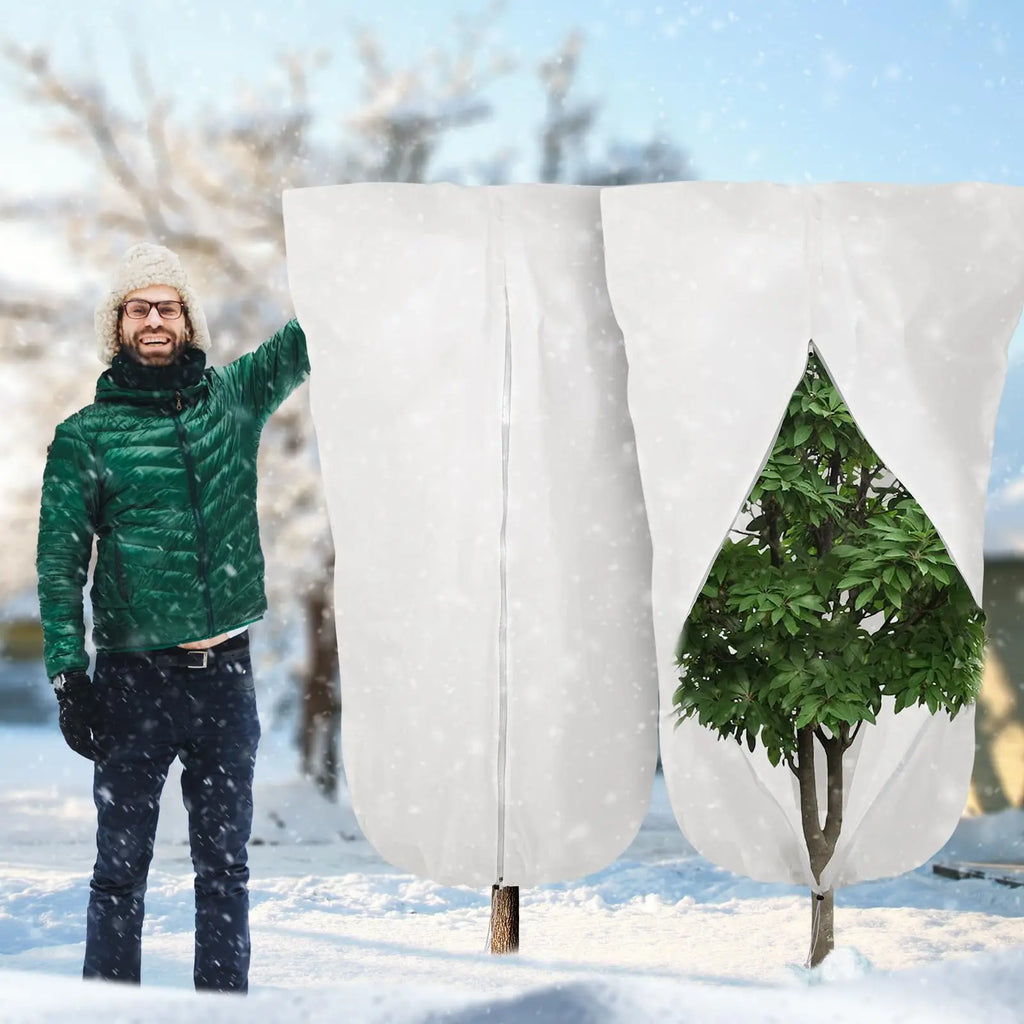Plant Frost Protection Cover White 80 × 120 cm Non-Woven Plant Cover with Drawstring for Trees and Shrubs
